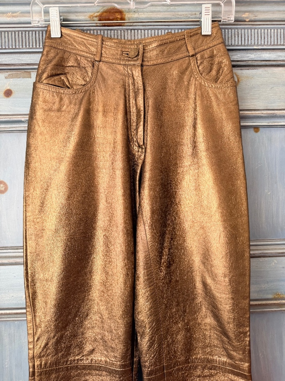 Celine Métallique Finish Lamb Skin Pants in Bronze Size 38 - Picture 2 of 9